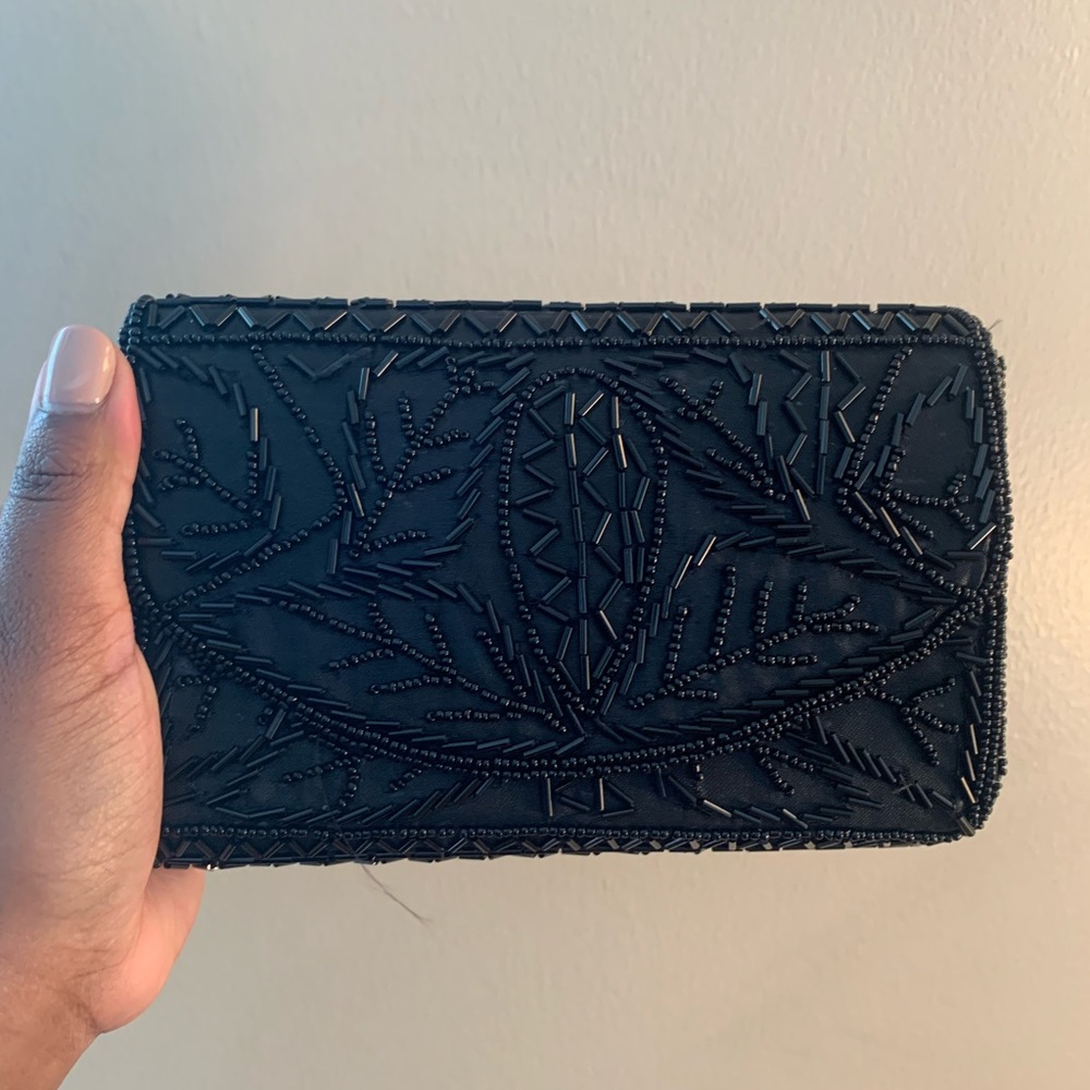 Black beaded clutch